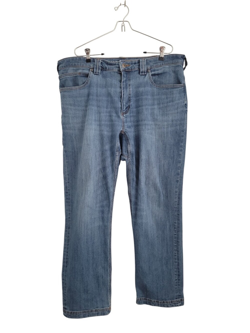 Two Duluth Trading Co Men's Straight Jeans - Faded Blue Denim 38x30